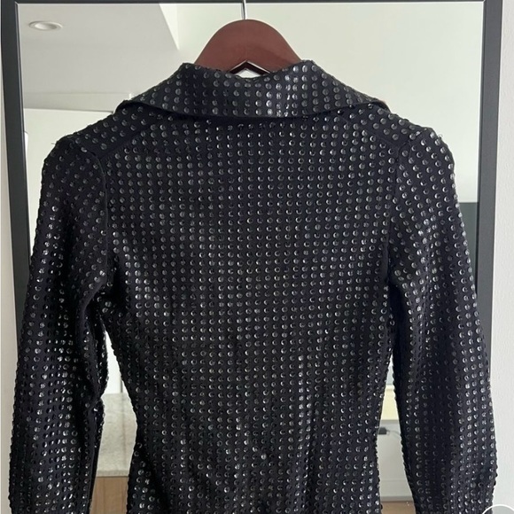 ‼️WOW‼️Armani Exchange Black Textured Blazer with Asymmetrical Zipper - Picture 9 of 11